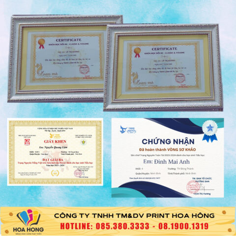 in giấy khen bằng khen tại Print hoa hong